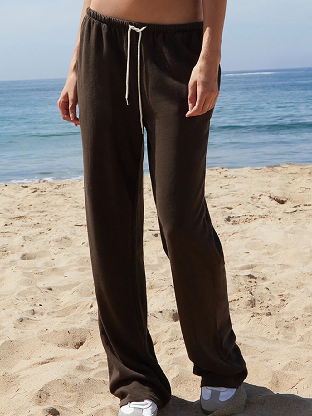 Brandy Melville Brown Drawstring Casual Pants (Barely Worn)
